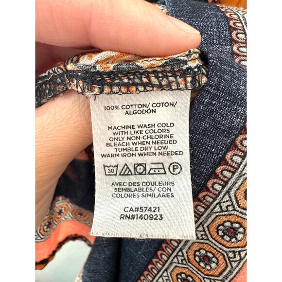 LOFT | Petite Boho Print Keyhole Short Puff Sleeve Peasant Top | Small - Picture 6 of 6